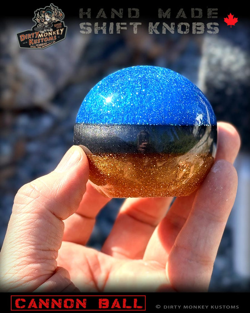 Cannon Ball -Blue Hot Rod Metal Flake Shifter Knob - 04