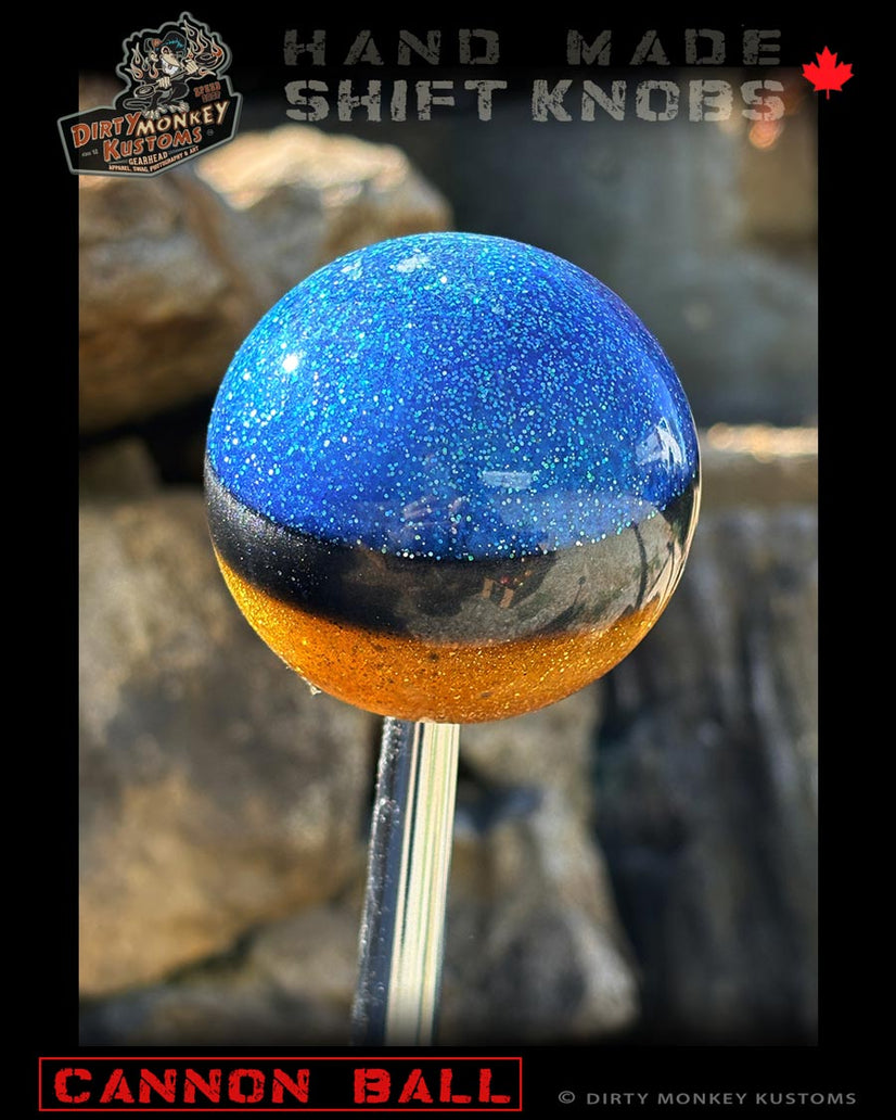 Cannon Ball -Blue Hot Rod Metal Flake Shifter Knob - 04
