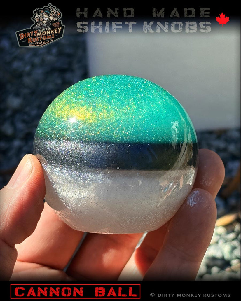 Cannon Ball -Blue Hot Rod Metal Flake Shifter Knob - 06