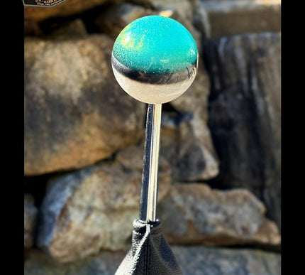 Cannon Ball -Aqua Blue Hot Rod Metal Flake Shifter Knob - 06