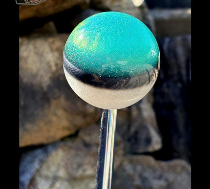 Cannon Ball -Aqua Blue Hot Rod Metal Flake Shifter Knob - 06