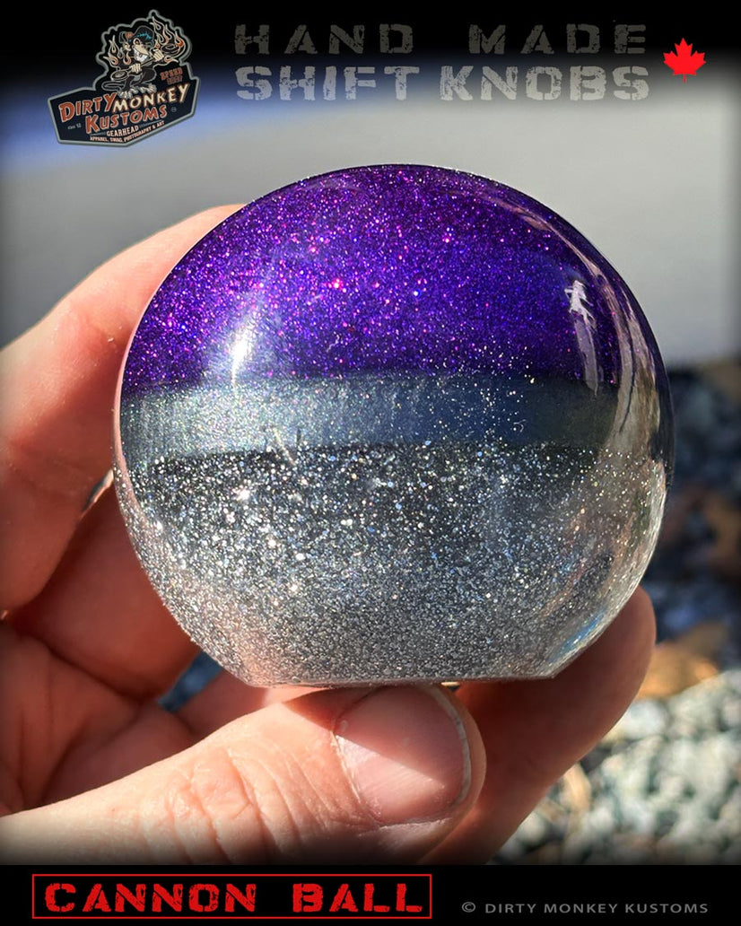Cannon Ball - Purple Hot Rod Metal Flake Shifter Knob - 07