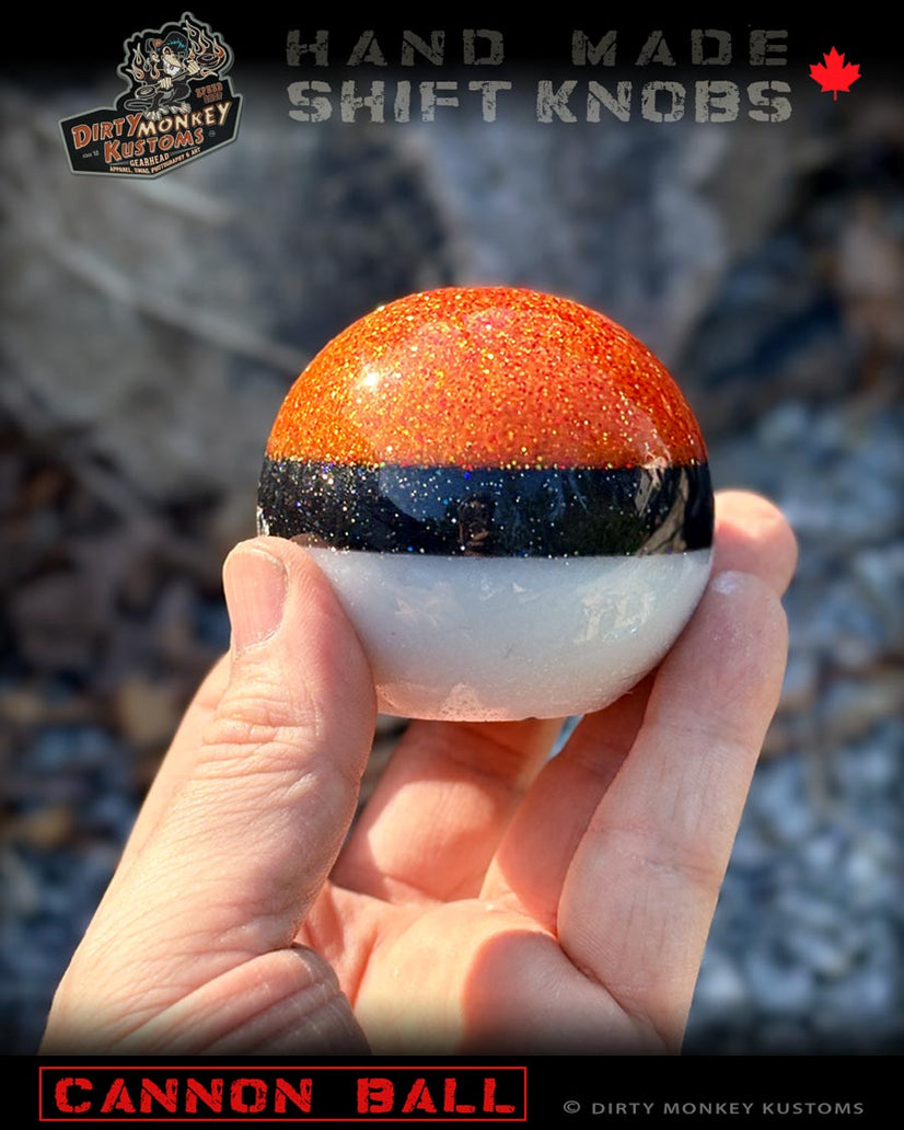 Cannon Ball - Orange Hot Rod Metal Flake Shifter Knob - 08