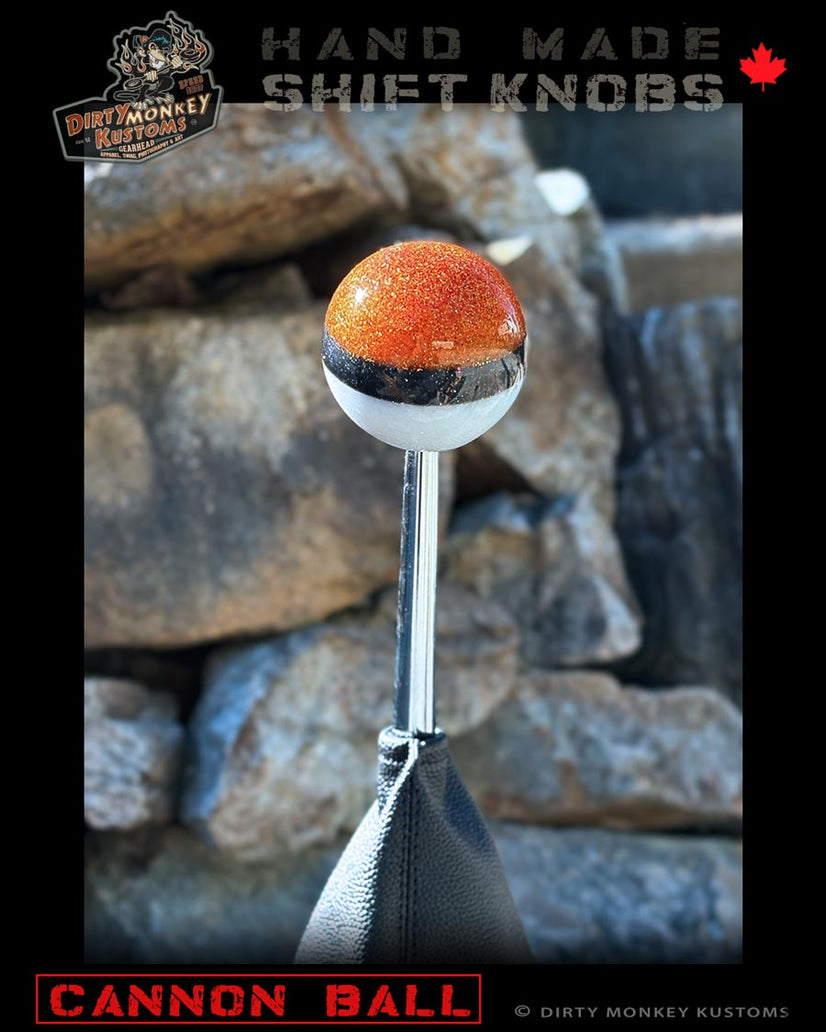 Cannon Ball - Orange Hot Rod Metal Flake Shifter Knob - 08