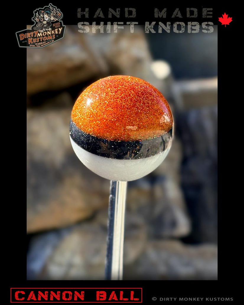 Cannon Ball - Orange Hot Rod Metal Flake Shifter Knob - 08