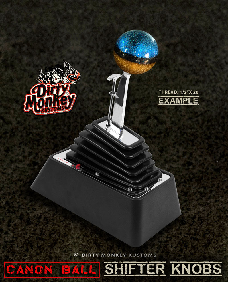 'Big Blue' Canon Ball - Retro Metal Flake Shifter Knob - 19