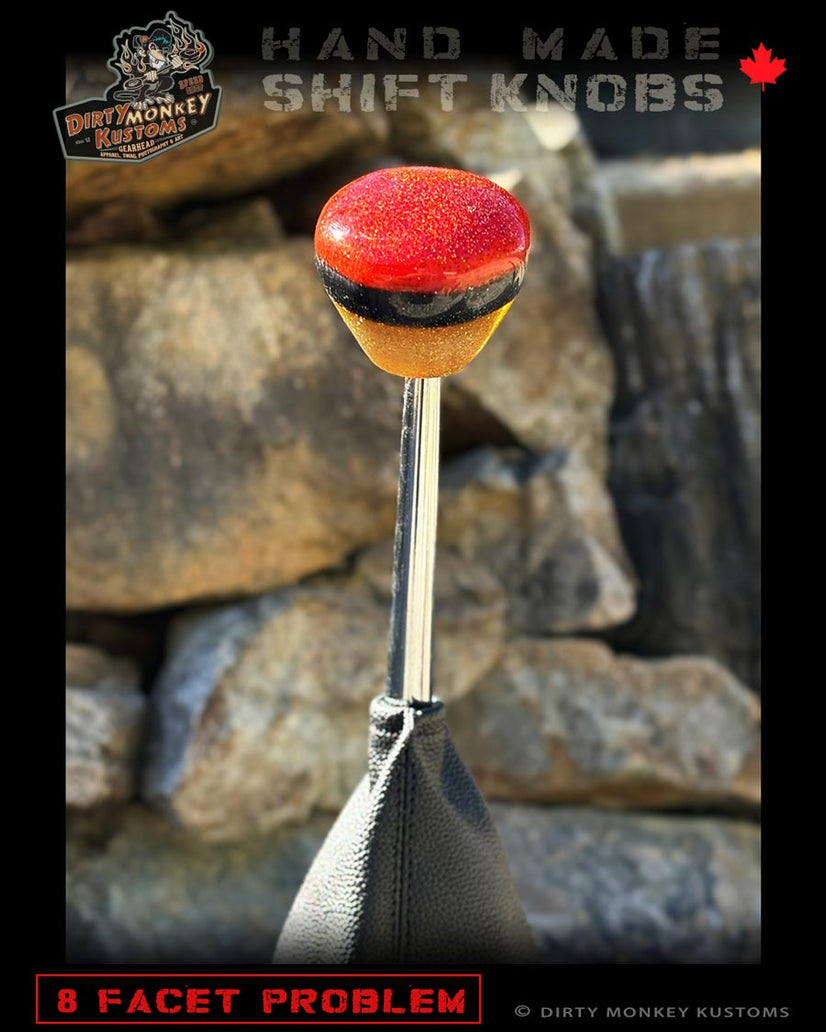 8 Facet Problem -Red Hot Rod Metal Flake Shifter Knob - 01