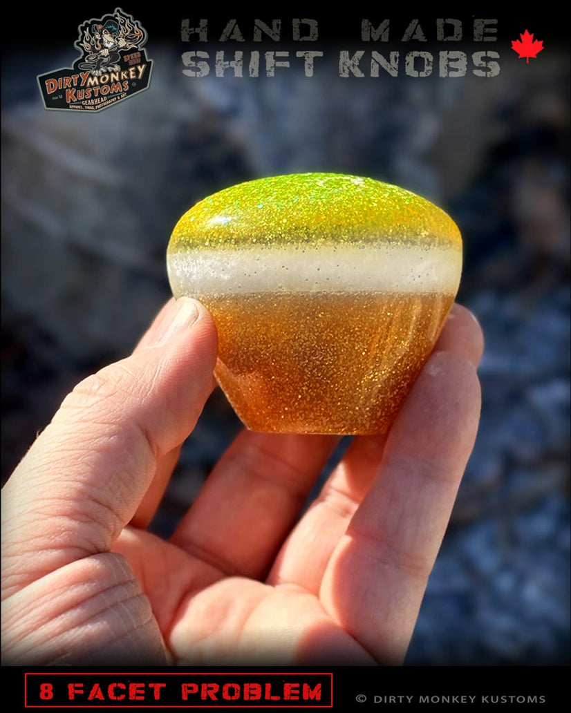 8 Facet Problem - Lime Green Metal Flake Shifter Knob - 02
