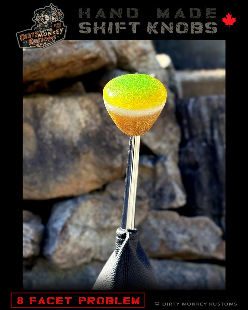 8 Facet Problem - Lime Green Metal Flake Shifter Knob - 02
