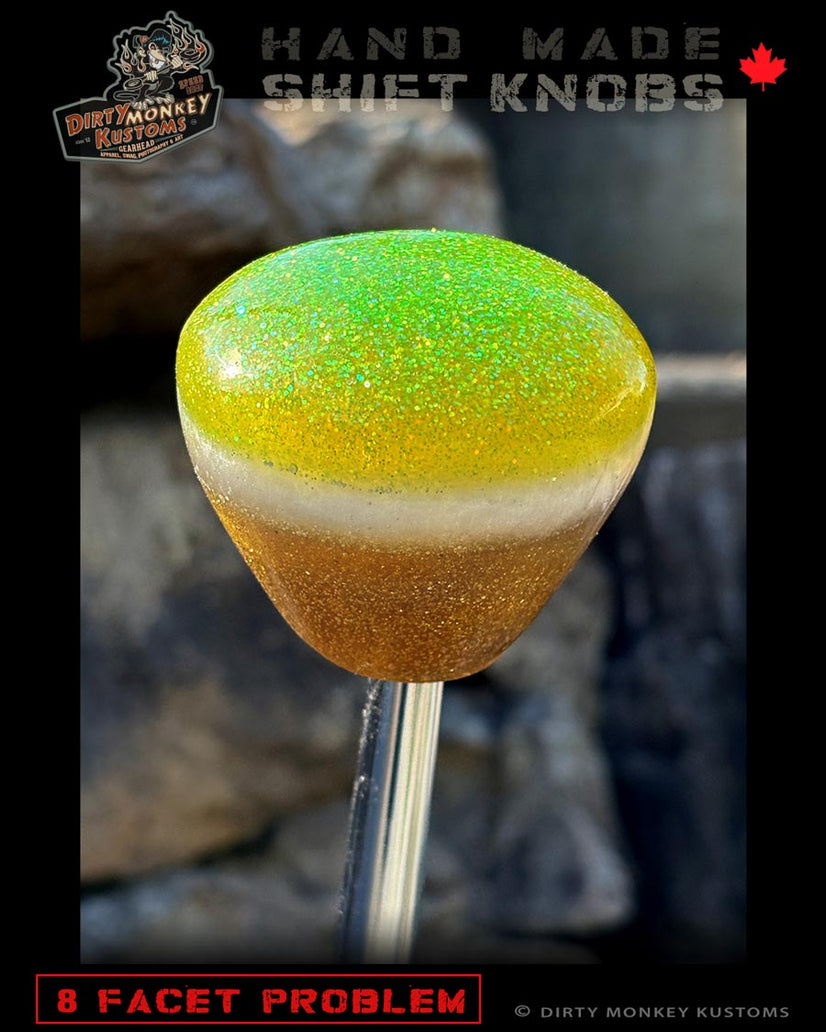 8 Facet Problem - Lime Green Metal Flake Shifter Knob - 02