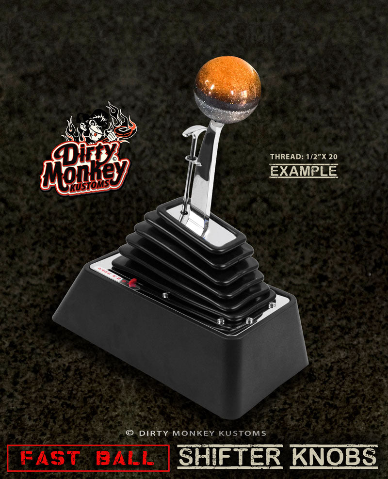 Fast Ball - Orange Retro Metal Flake Shifter Knob - 6