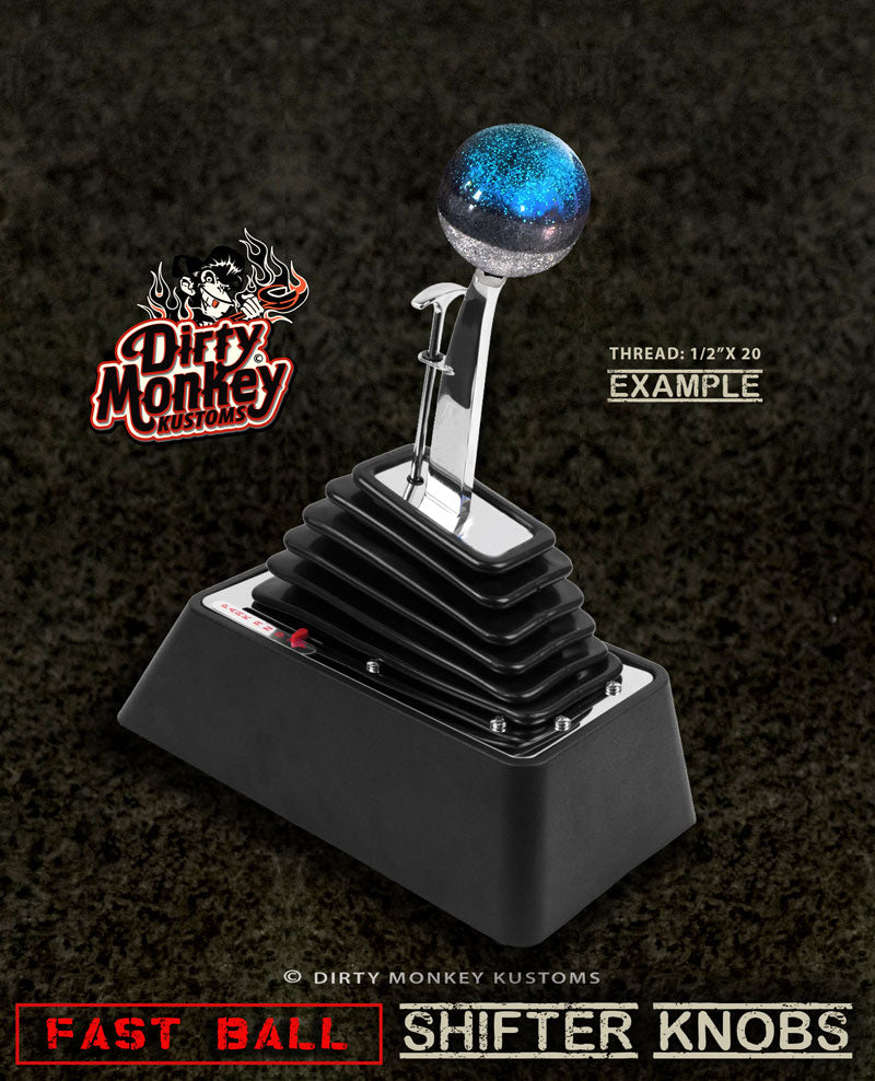 Fast Ball - Blue Retro Metal Flake Shifter Knob - 7
