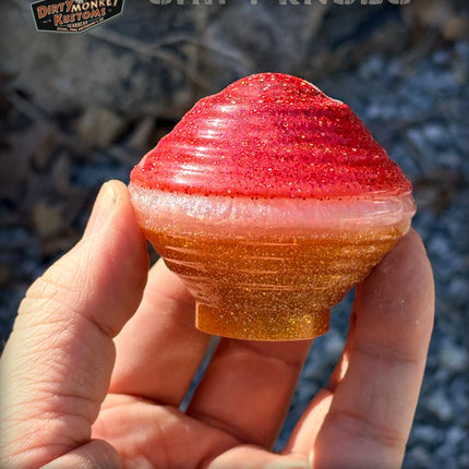 'Fly'n Saucer' Red Hot Rod Metal Flake Shifter Knob 02