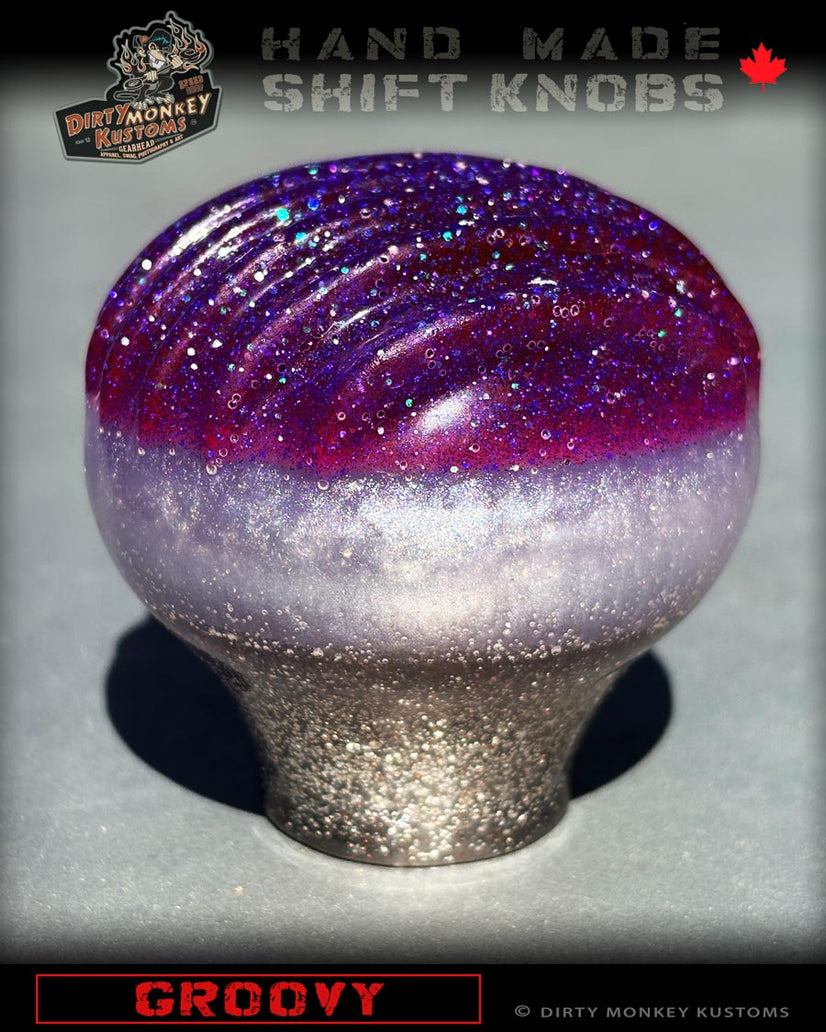 'Groovy' Purple Metal Flake Shifter Knob 02