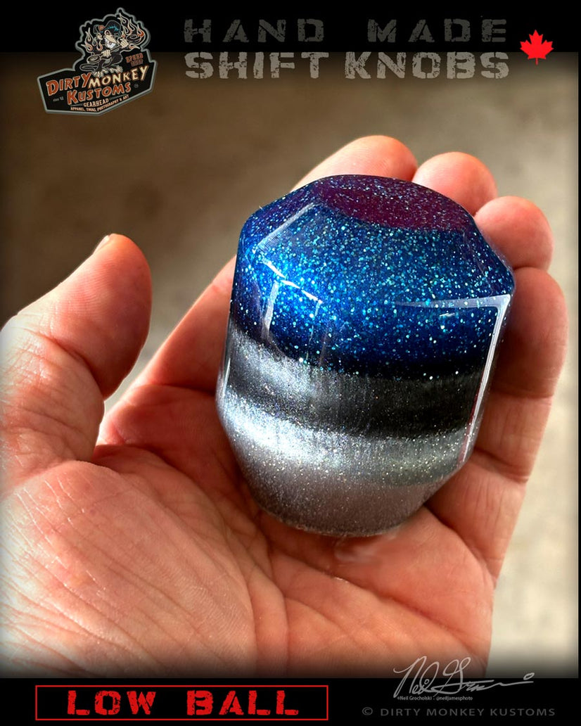 Low Ball - Blue Metal Flake Shifter Knob - 01