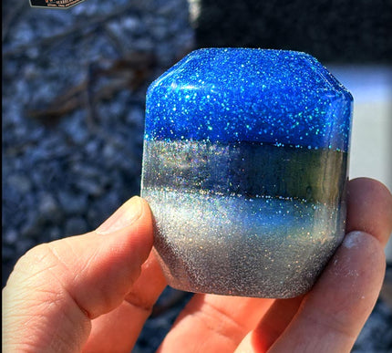 Low Ball - Blue Metal Flake Shifter Knob - 01