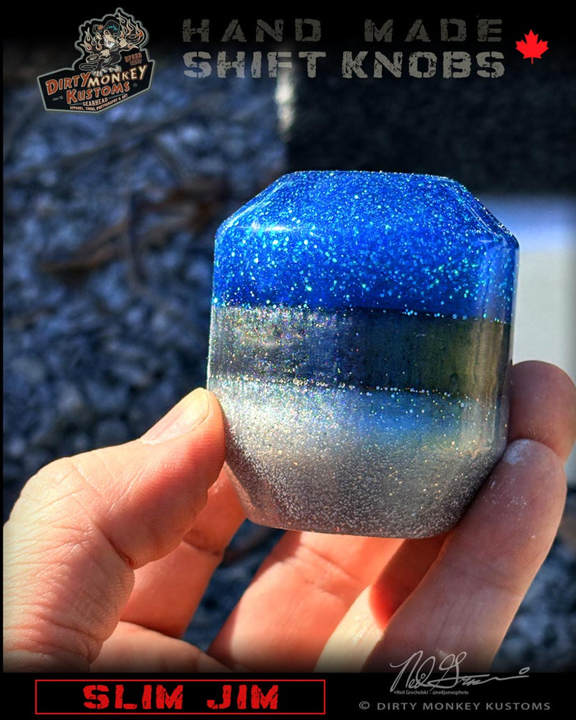 Low Ball - Blue Metal Flake Shifter Knob - 01