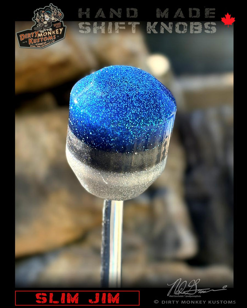 Low Ball - Blue Metal Flake Shifter Knob - 01