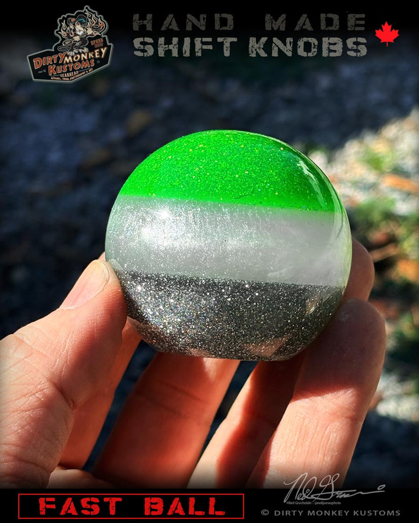 Fast Ball - Lime Green Metal Flake Shifter Knob - 02