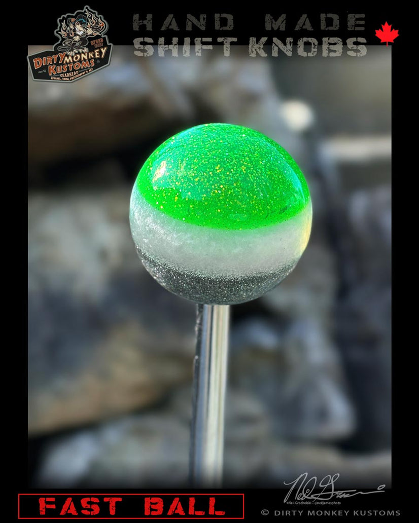 Fast Ball - Lime Green Metal Flake Shifter Knob - 02