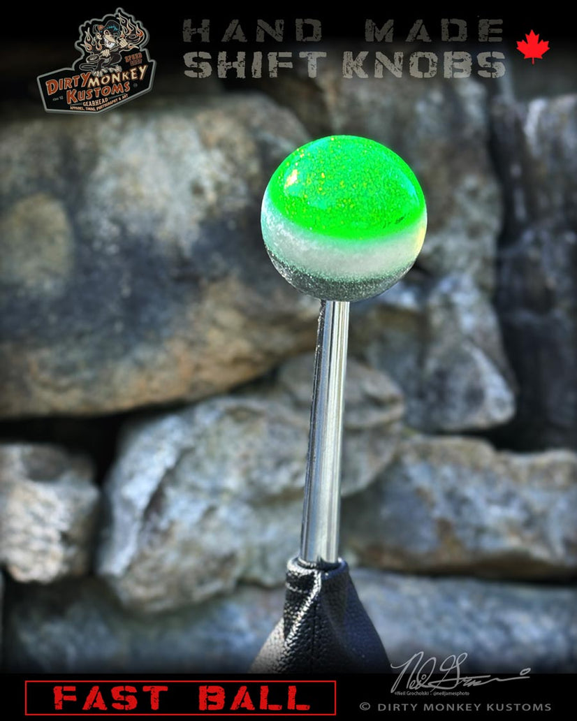 Fast Ball - Lime Green Metal Flake Shifter Knob - 02