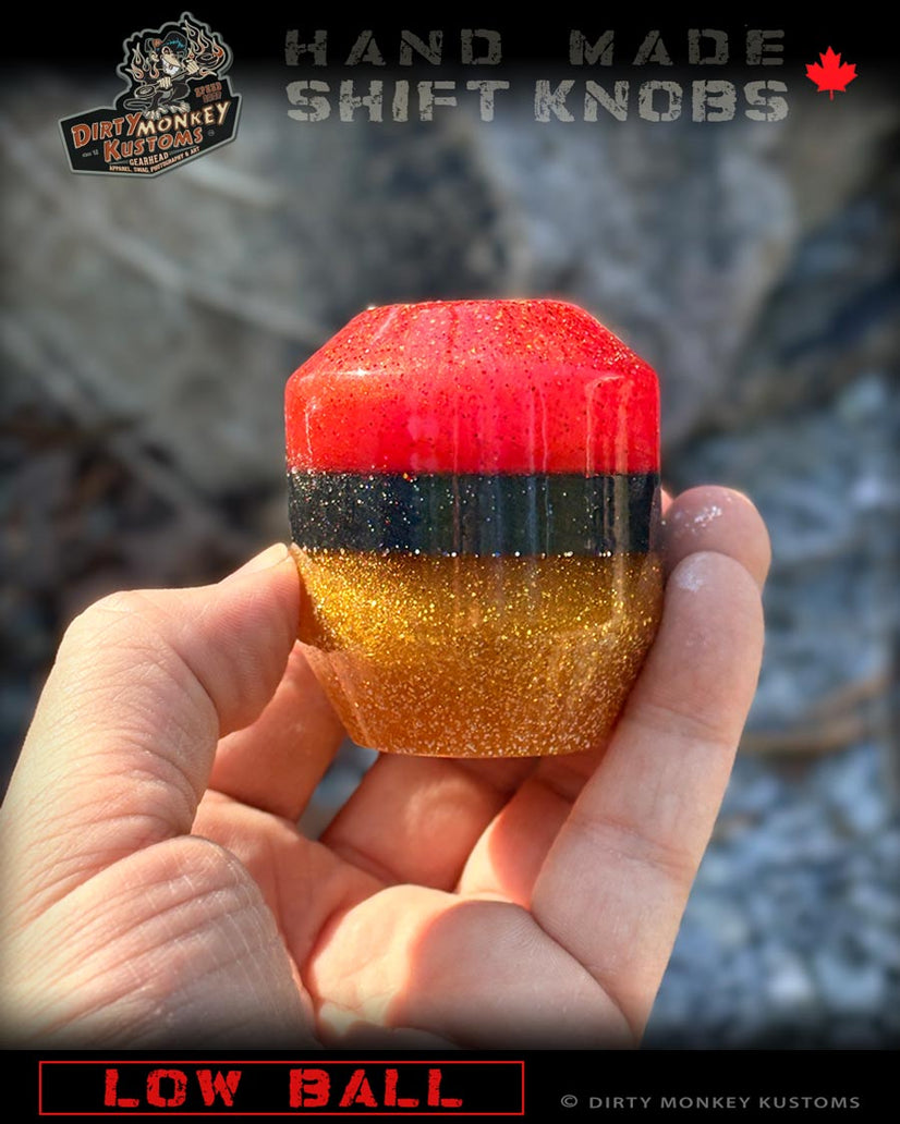 Low Ball - Red Metal Flake Shifter Knob - 05