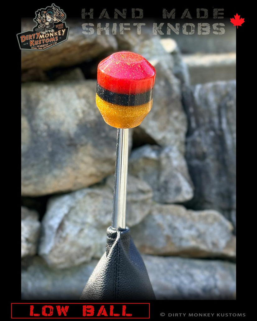 Low Ball - Red Metal Flake Shifter Knob - 05