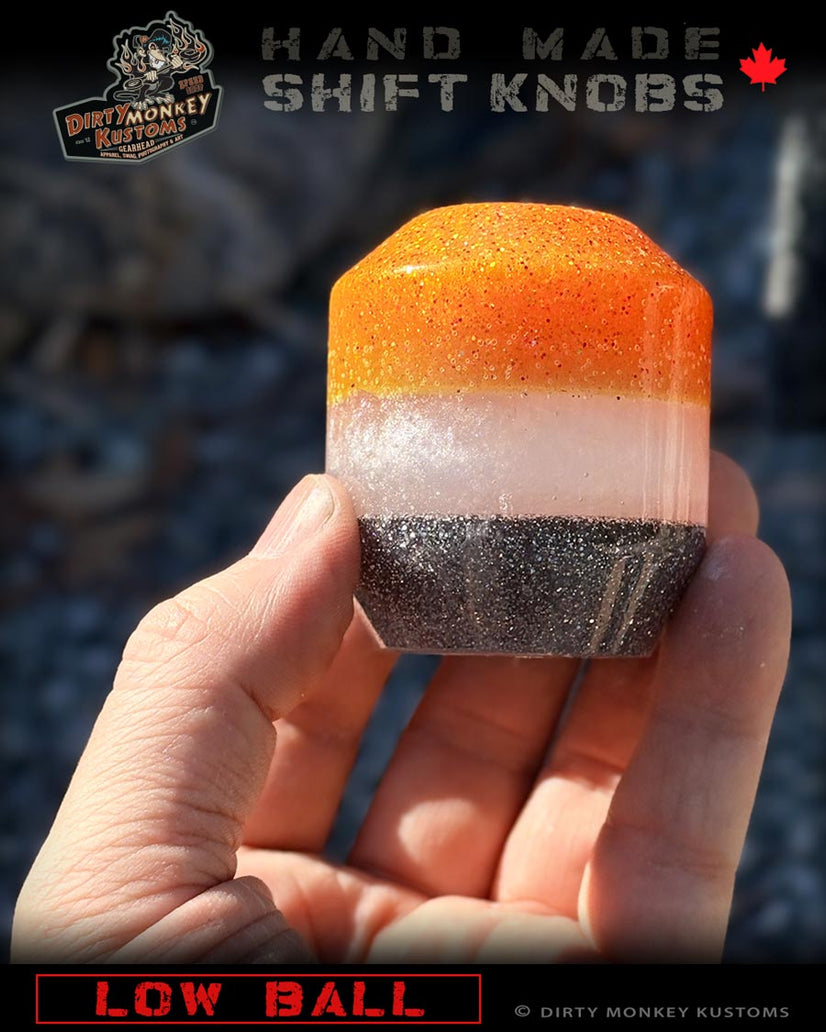 Low Ball - Orange Metal Flake Shifter Knob - 06