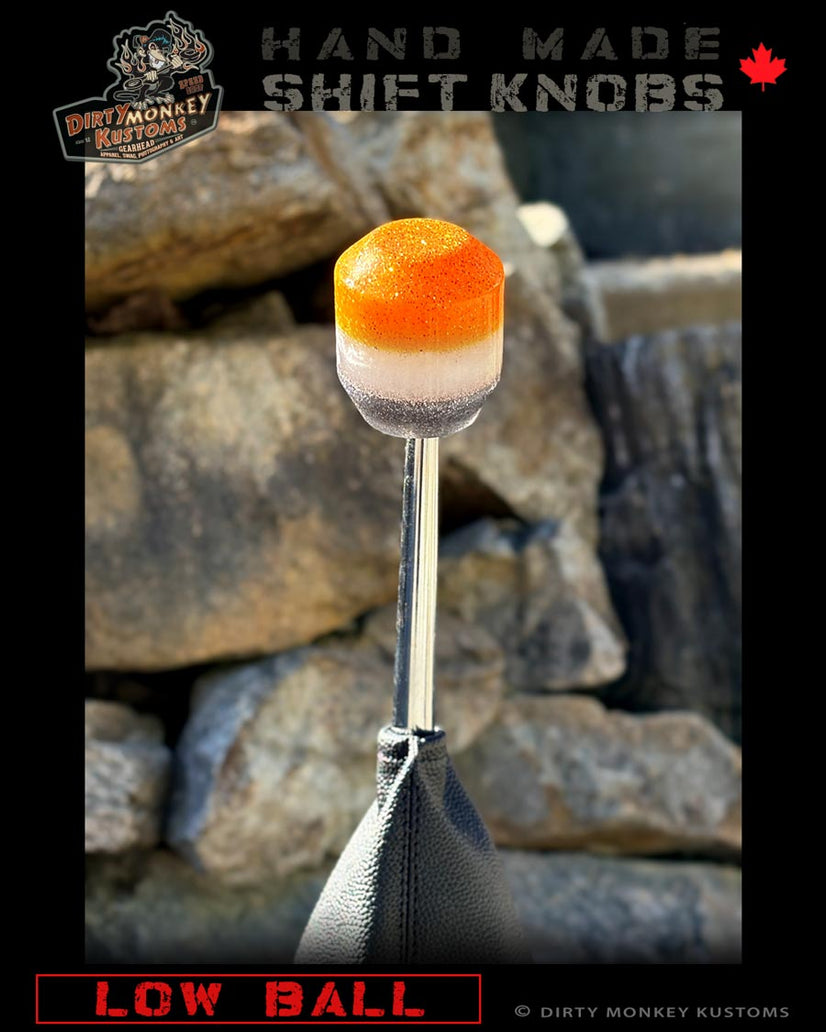 Low Ball - Orange Metal Flake Shifter Knob - 06