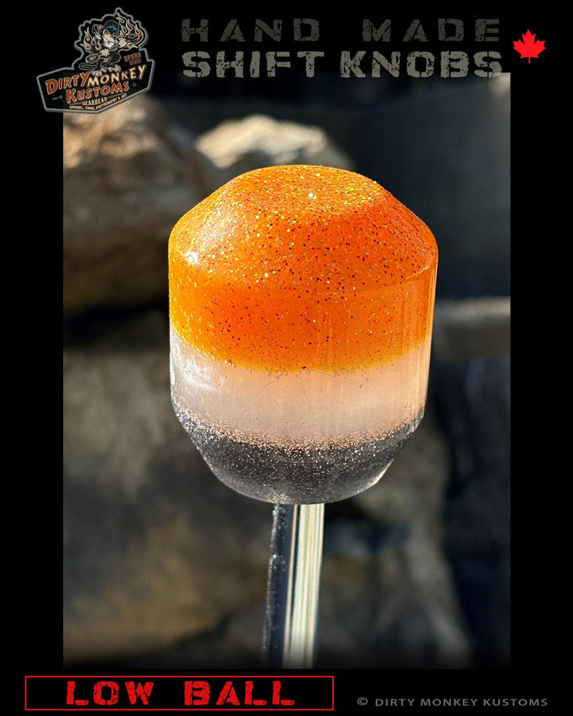 Low Ball - Orange Metal Flake Shifter Knob - 06