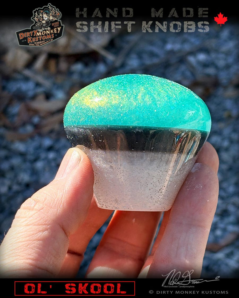 Ol' Skool - Aqua Metal Flake Shifter Knob - 01