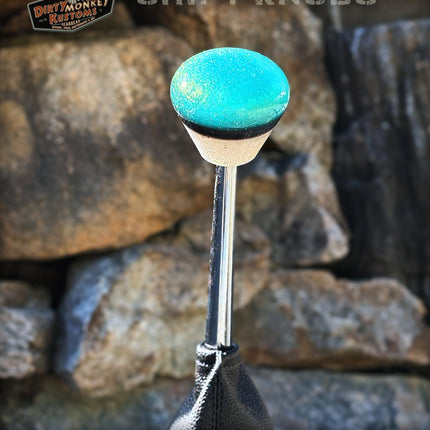 Ol' Skool - Aqua Metal Flake Shifter Knob - 01