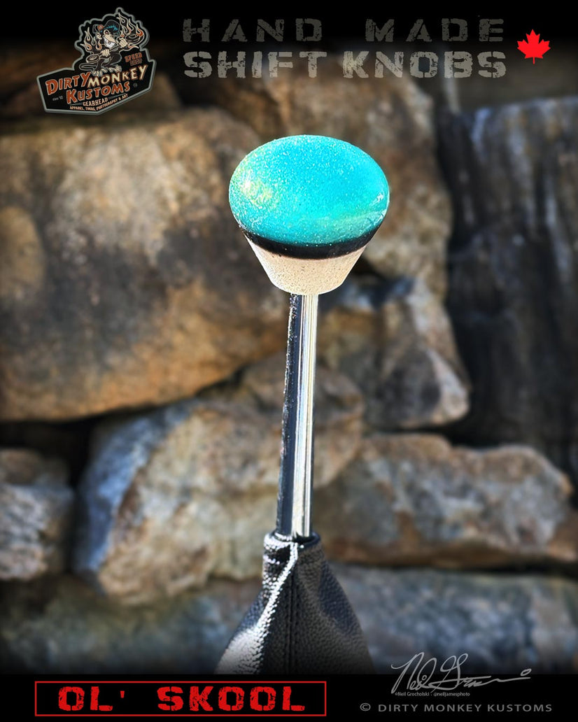 Ol' Skool - Aqua Metal Flake Shifter Knob - 01