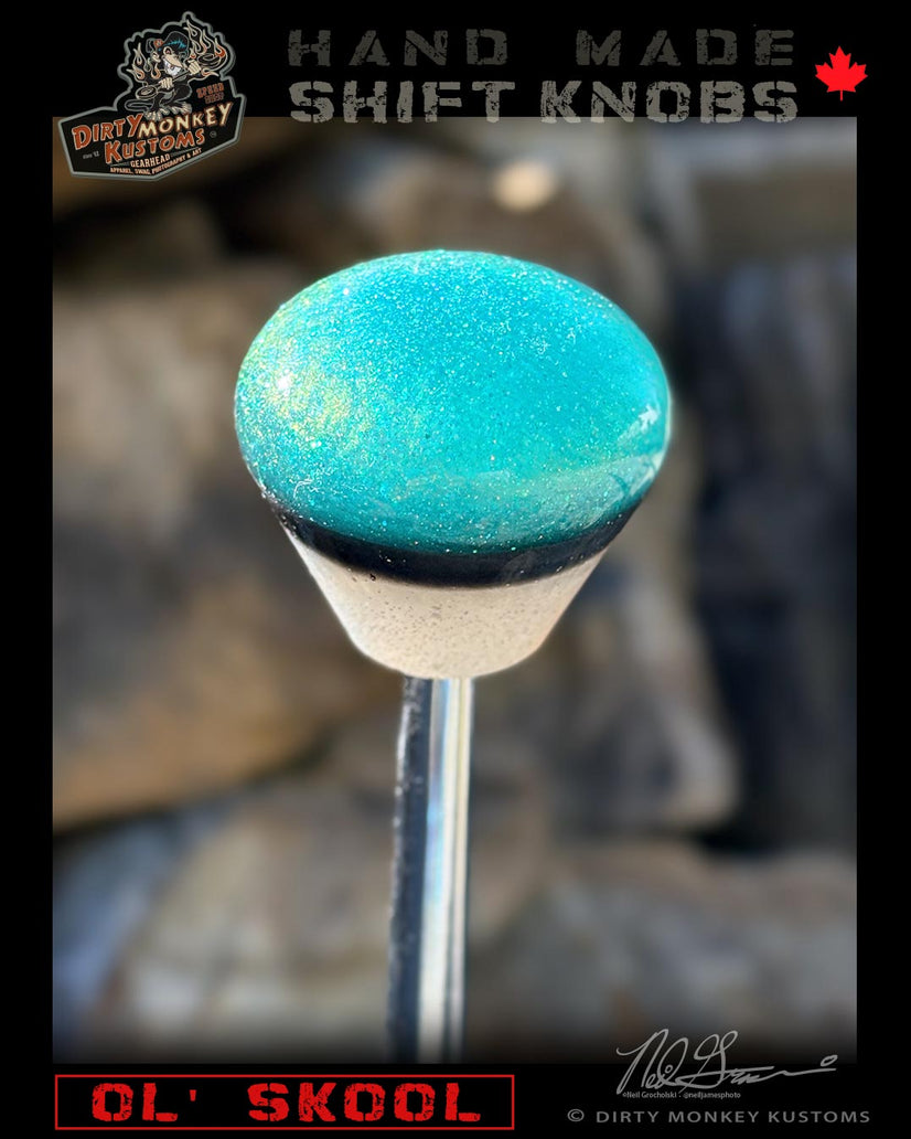 Ol' Skool - Aqua Metal Flake Shifter Knob - 01