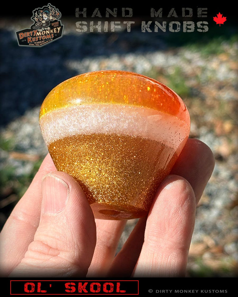 Ol' Skool - Orange Metal Flake Shifter Knob - 03