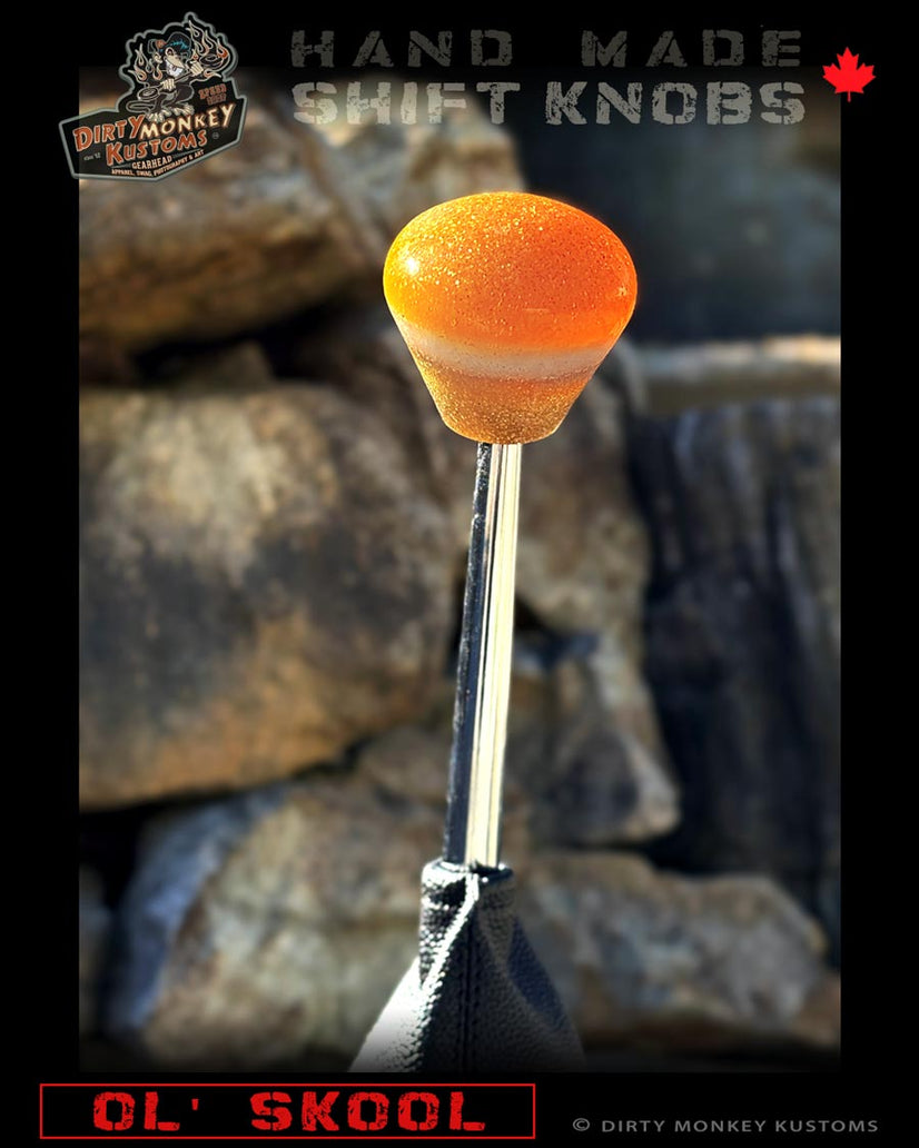 Ol' Skool - Orange Metal Flake Shifter Knob - 03
