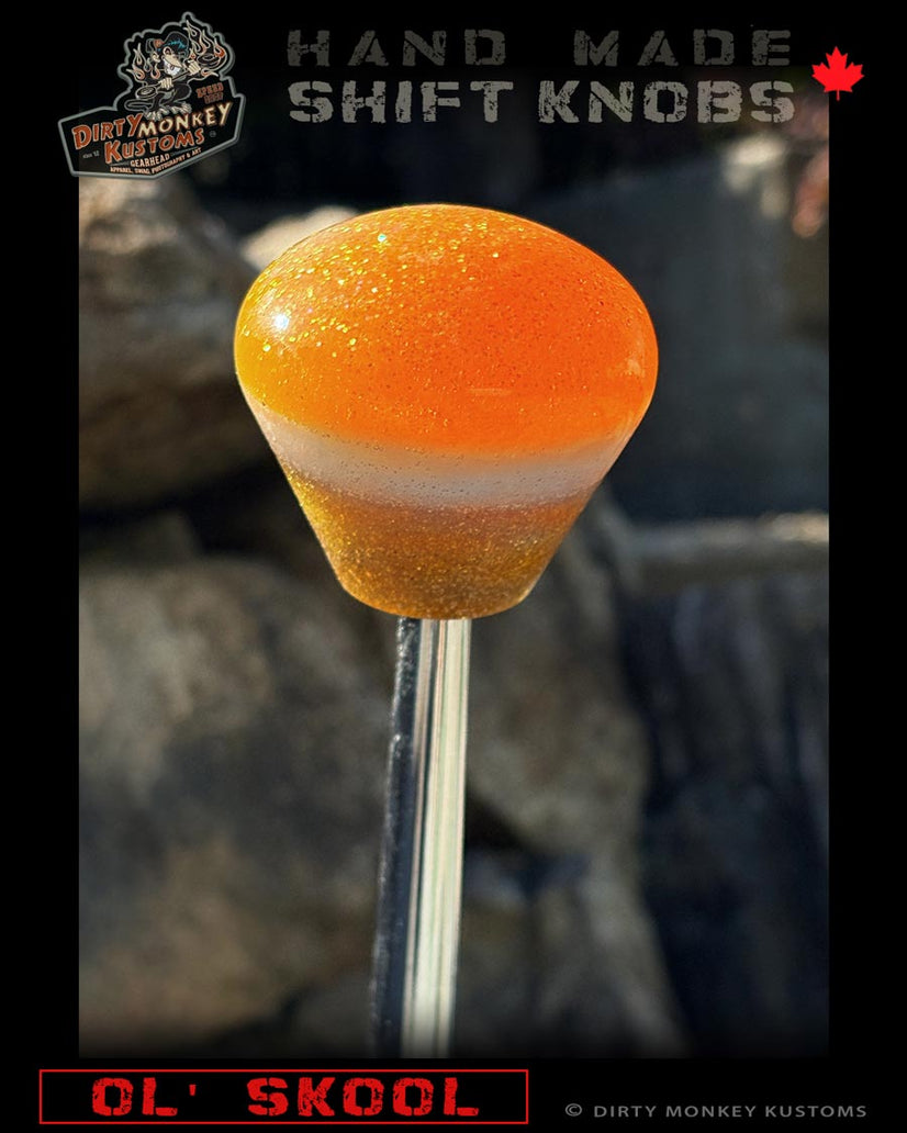 Ol' Skool - Orange Metal Flake Shifter Knob - 03