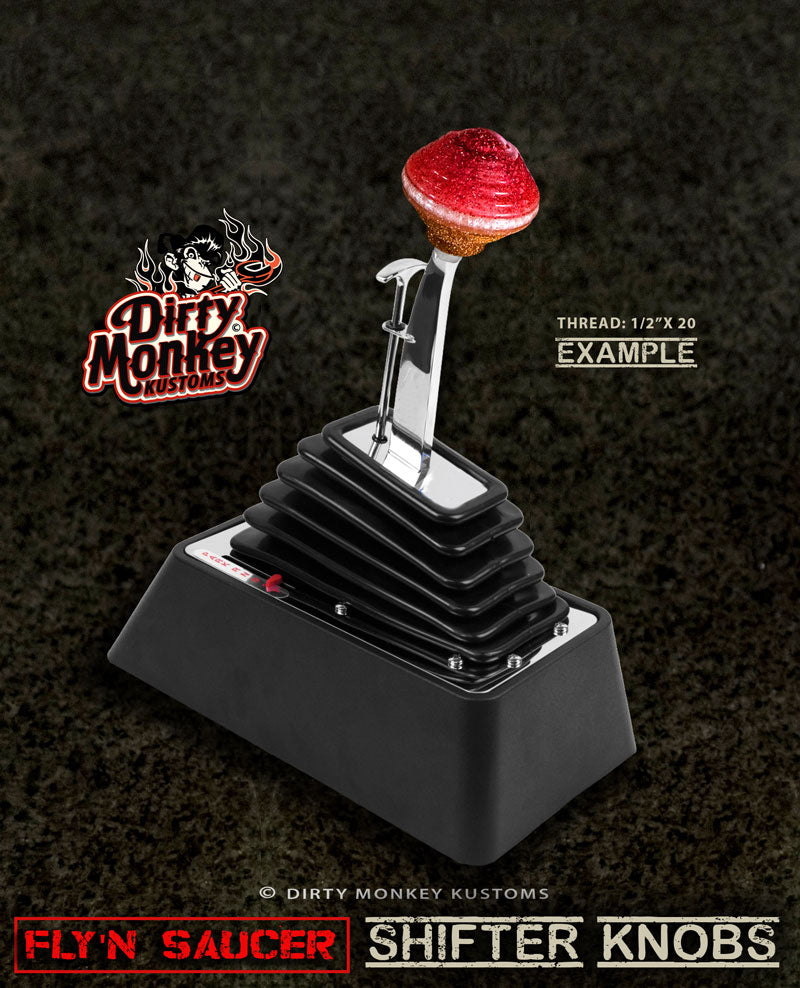 'Fly'n Saucer' - Red Retro Hot Rod Shifter Knob - 05