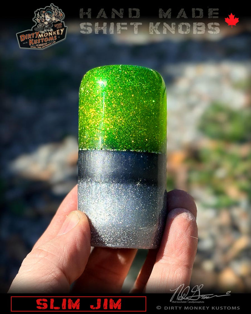Slim Jim - Lime Green Metal Flake Shifter Knob - 02