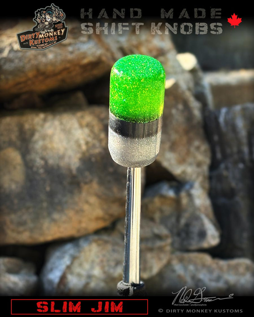 Slim Jim - Lime Green Metal Flake Shifter Knob - 02