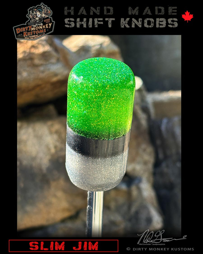 Slim Jim - Lime Green Metal Flake Shifter Knob - 02