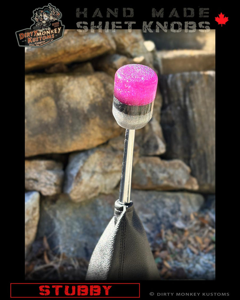Stubby - Pink Retro Metal Flake Shifter Knob - 02