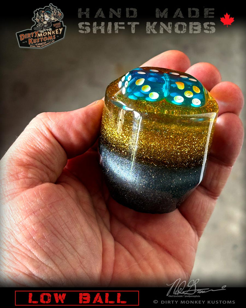 Low Ball - Gold Metal Flake Dice Shifter Knob - 07