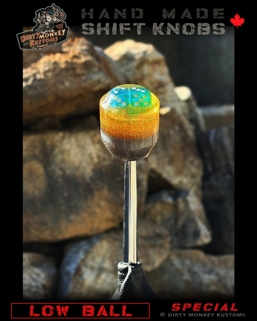 Low Ball - Gold Metal Flake Dice Shifter Knob - 07