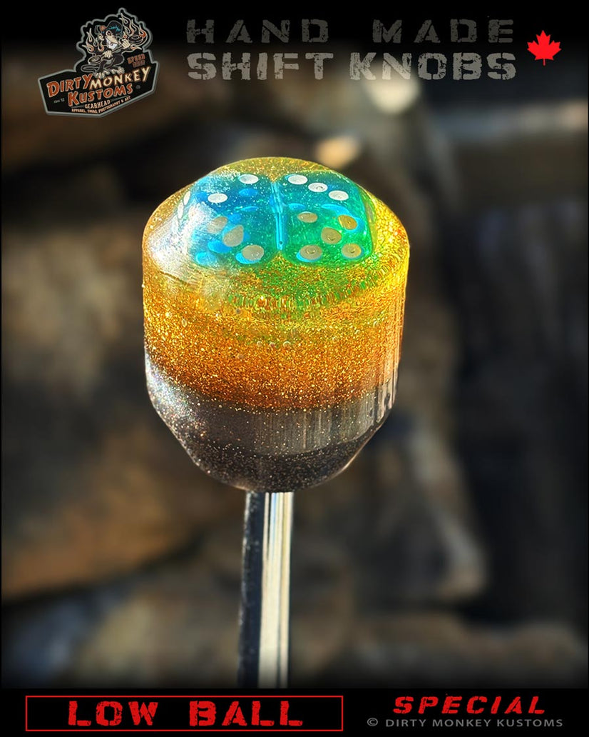 Low Ball - Gold Metal Flake Dice Shifter Knob - 07