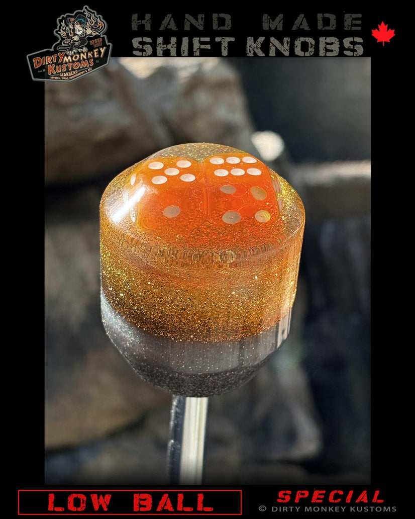Low Ball - Gold Metal Flake Dice Shifter Knob - 08