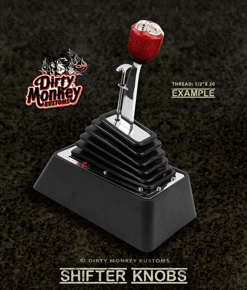 Low Ball 'High Roller'- Red Metal Flake Shifter Knob - 4