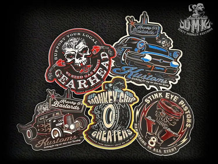 Gearbreakers Stickers GearHead - Tool Box Sticker 5 PACK v3 - Dirty Monkey Kustoms GearHead ...