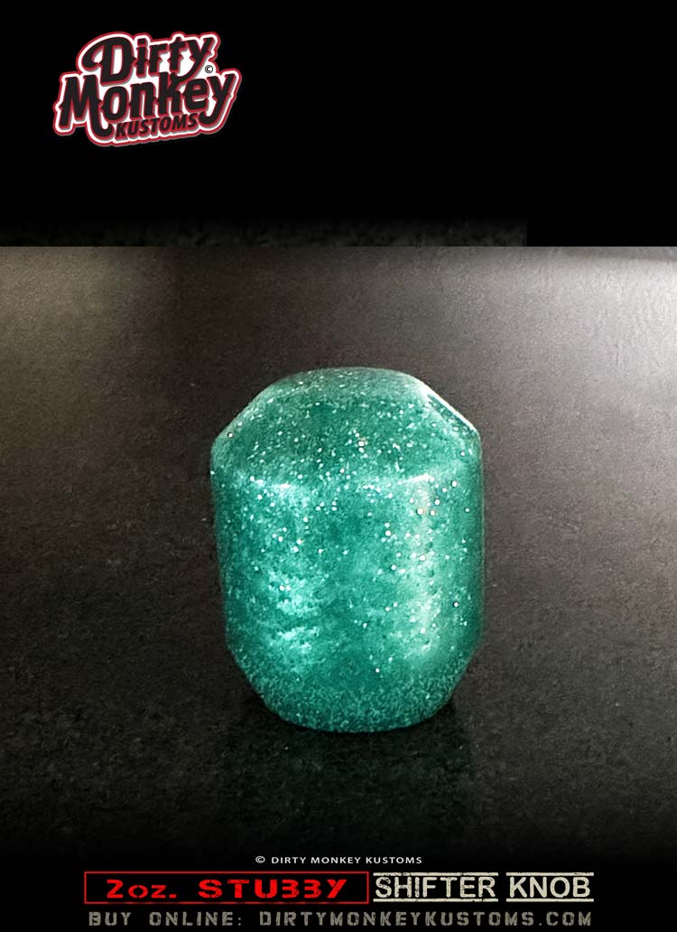 1 oz. - Turquoise Kustom Kulture Metal Flake Shifter Knob - 8