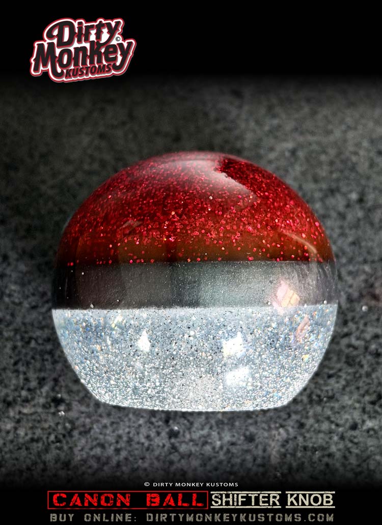 Big Red - Canon Ball Retro Metal Flake Shifter Knob - 15